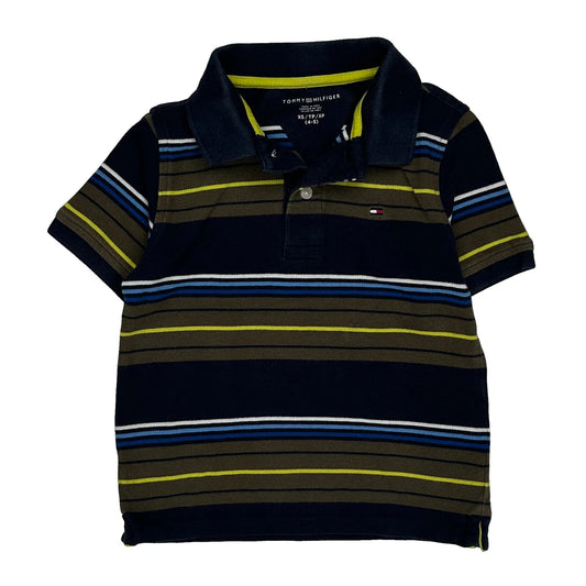 Vintage Age 4-5 Tommy Hilfiger Striped Polo Shirt - XS Navy Cotton