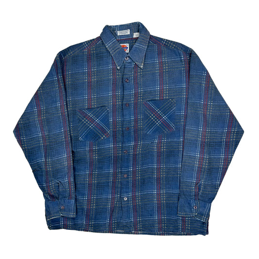 Dickies Checked Flannel Shirt - Large Blue Cotton
