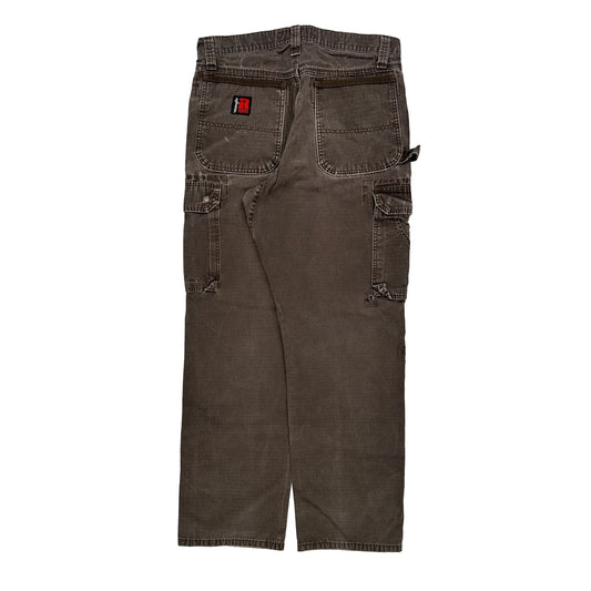 Wrangler Double Knee Cargo Trousers - 32W 31L Brown Cotton