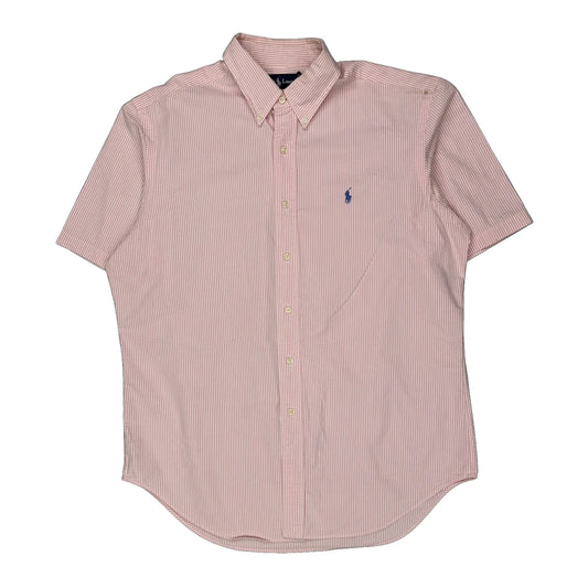 Ralph Lauren Striped Short Sleeve Shirt - Large Pink Cotton