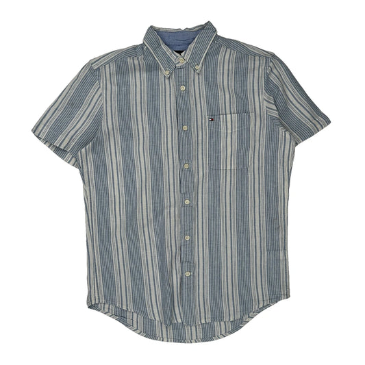 Tommy Hilfiger Striped Short Sleeve Shirt - Small Blue Cotton