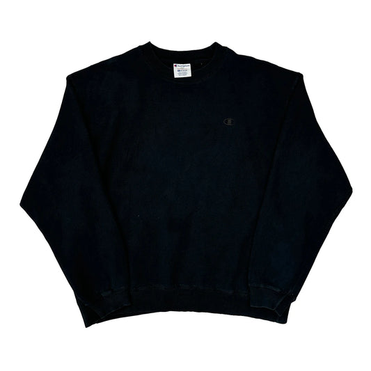 Vintage Champion Sweatshirt - XL Black Cotton Blend