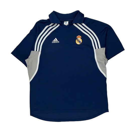 Real Madrid Adidas 2000-01 Training Football Shirt - Large Navy Polyester