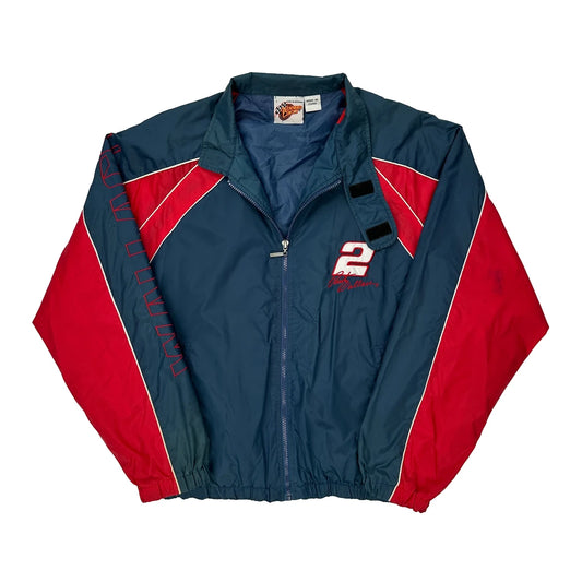 Vintage Nascar Winners Circle Spellout Windbreaker - Large Blue Polyester