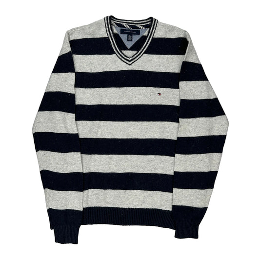 Tommy Hilfiger Striped Jumper - XL Grey Cotton