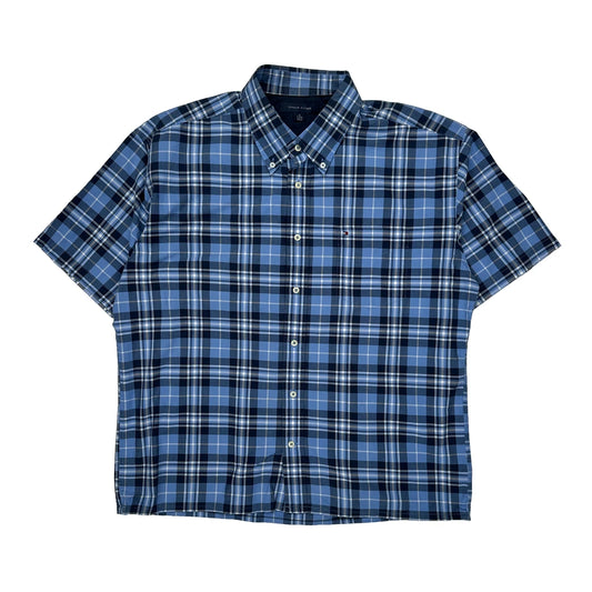 Tommy Hilfiger Checked Short Sleeve Shirt - XL Blue Cotton