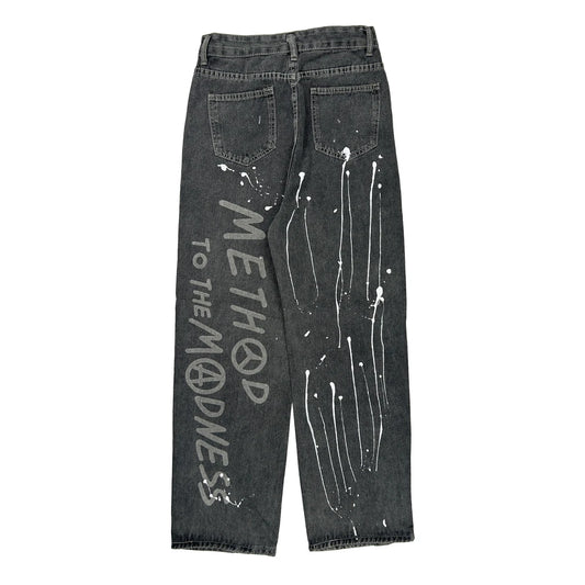 Vintage Method To The Madness Unbranded Graphic Jeans - 29W 31L Grey Denim