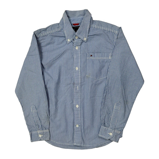 Age 8-10 Tommy Hilfiger Striped Shirt - Small Blue Cotton