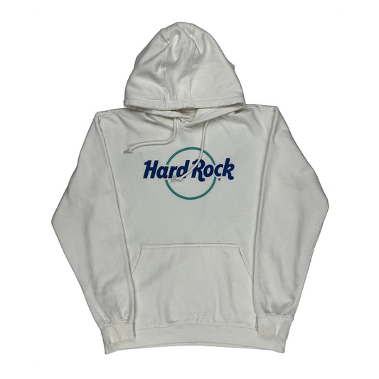 Hard Rock Cafe Hoodie - Large White Cotton Blend