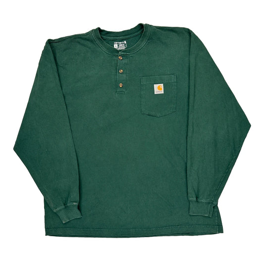 Carhartt Long Sleeve T-Shirt - XL Green Cotton