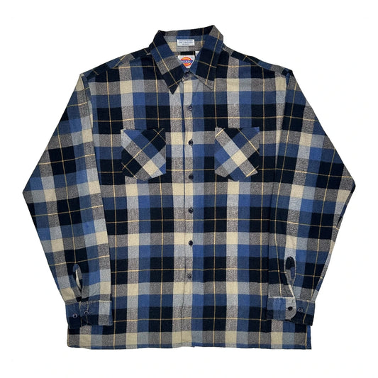 Dickies Checked Flannel Shirt - Large Blue Cotton