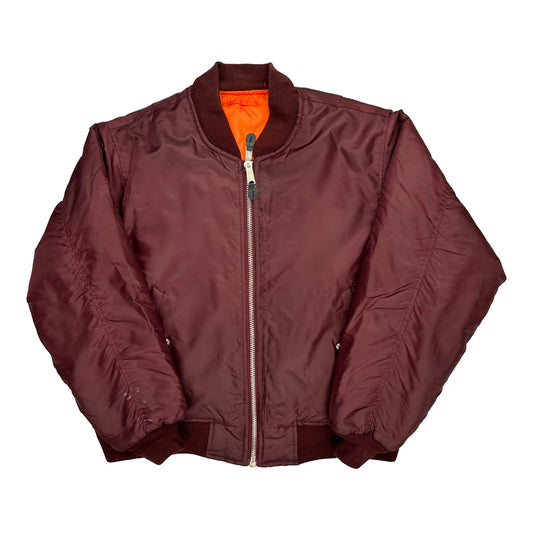 MA-1 Bomber Jacket - Large Burgundy Nylon