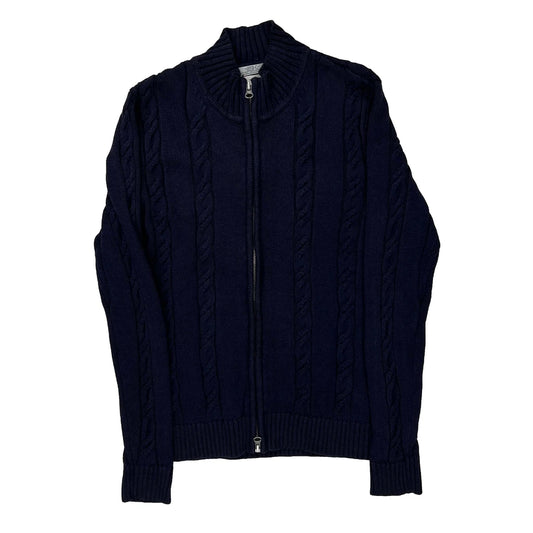 Vintage Tommy Hilfiger Zip Up - Small Navy Cotton Blend
