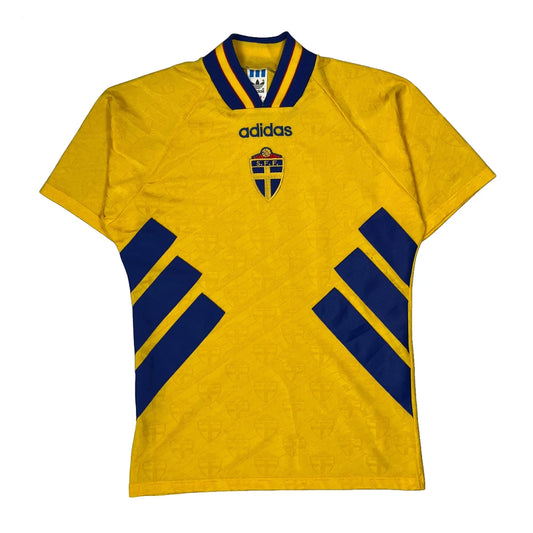 Vintage Sweden National Team Adidas 1994-96 Home Football Shirt - Small Yellow Polyester