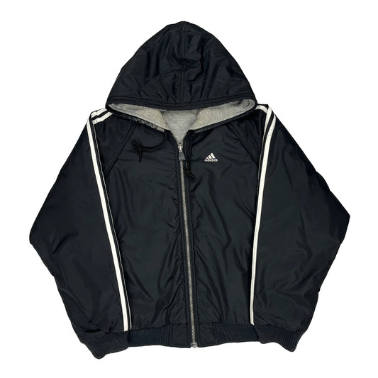 Vintage Adidas Reversible Windbreaker - Large Black Polyester