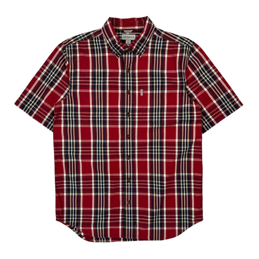 Tall Carhartt Checked Short Sleeve Shirt - Large Red Cotton