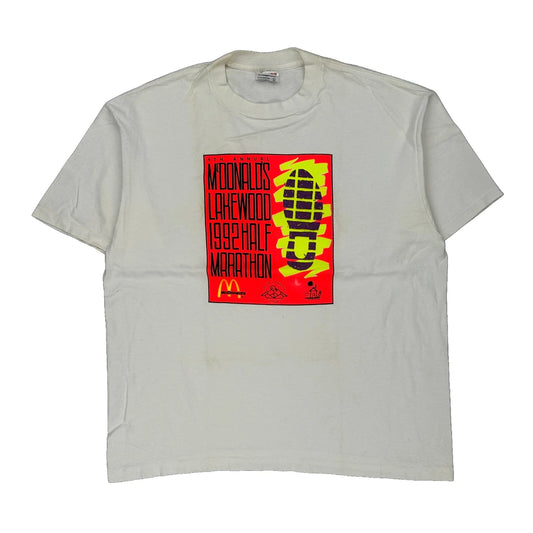 Mcdonald'S Lakewood 1992 Half Marathon Tee Jays Single Stitch T-Shirt - XL White Cotton