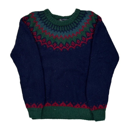 Individually Hand Knitted And Hand Fashioned Woodstock Christmas Jumper - XS Green Virgin Wool