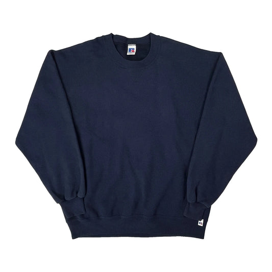 Vintage Russell Athletic Tall Sweatshirt - XL Navy Cotton