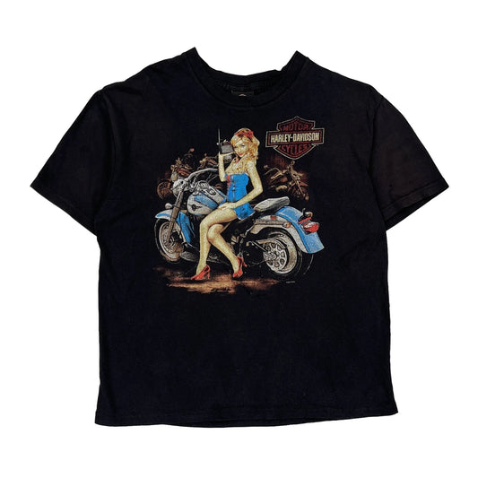 Harley Davidson Graphic T-Shirt - XL Black Cotton