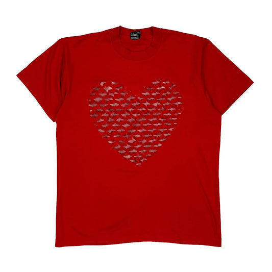 Made In USA Single Stitch Fruit Of The Loom Graphic T-Shirt - Large Red Cotton Blend