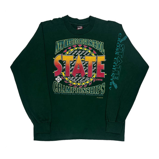 New Mexico High School State Championships 1994 Fruit Of The Loom Single Stitch Long Sleeve T-Shirt - Large Green Cotton Blend
