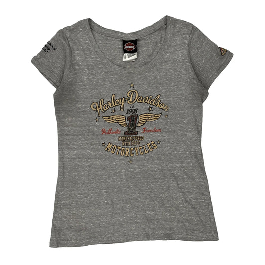 Harley Davidson Graphic T-Shirt - XL Grey Cotton