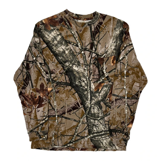 Outfitters Ridge Camo Long Sleeve T-Shirt - Medium Brown Cotton