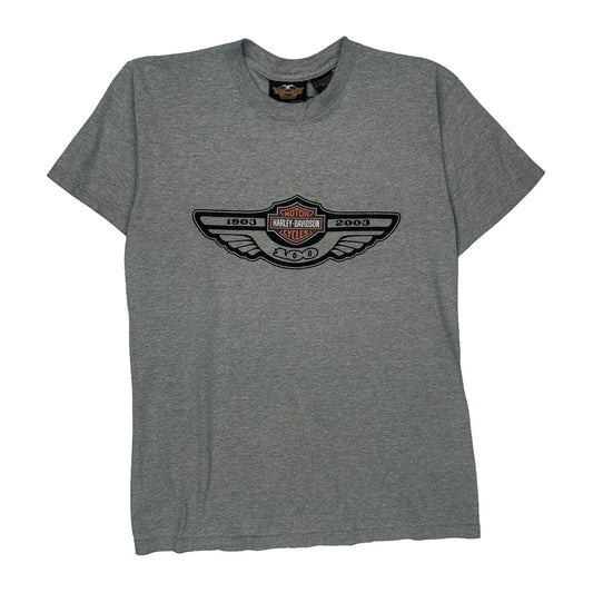 Harley Davidson Graphic T-Shirt - Small Grey Cotton Blend