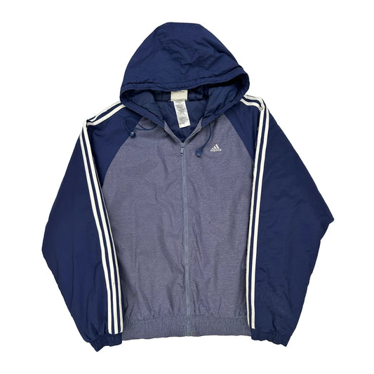 Adidas Striped Track Jacket - XL Blue Nylon