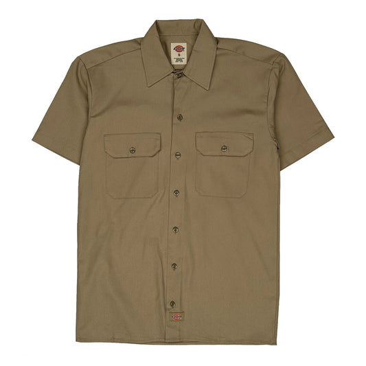Dickies Short Sleeve Shirt - Small Khaki Polyester Blend