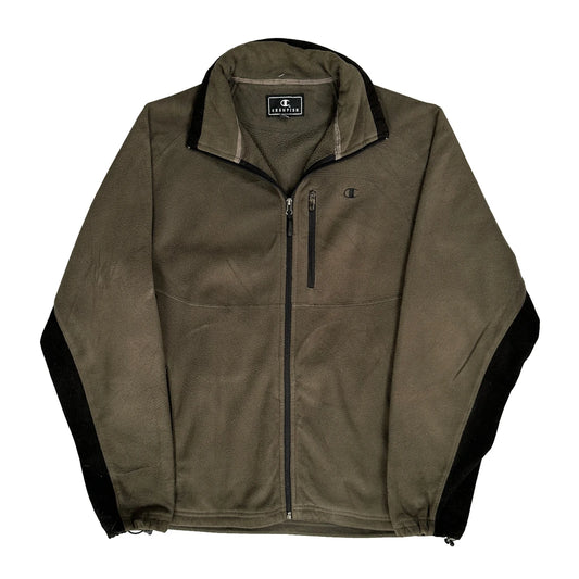Vintage Champion Fleece Jacket - Large Brown Polyester