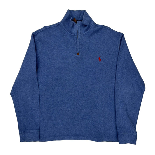 Polo By Ralph Lauren 1/4 Zip - Large Blue Cotton