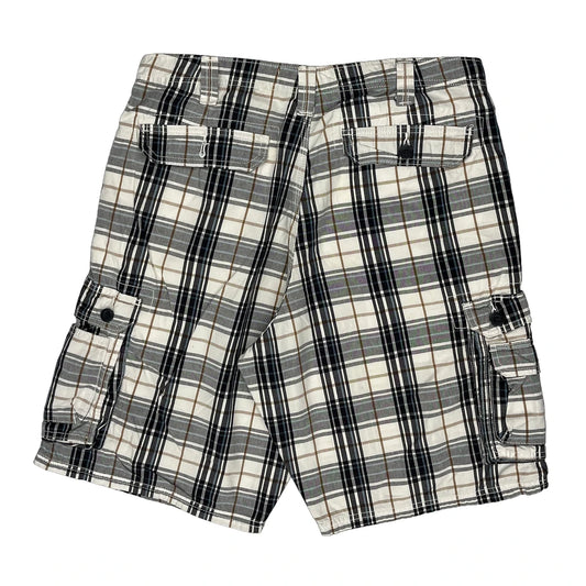 Vintage Lee Checked Cargo Shorts - 34W 11L Black Cotton