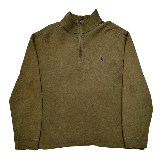 Polo By Ralph Lauren 1/4 Zip - 2XL Green Cotton