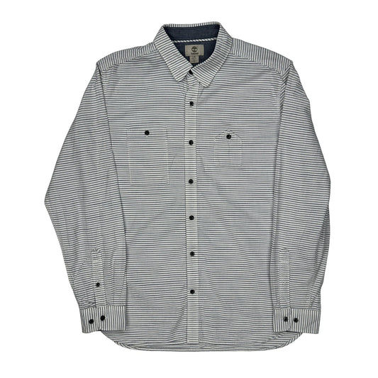 Timberland Striped Shirt - Large Blue Cotton