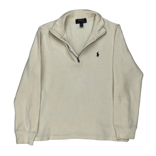 Age 10-12 Polo By Ralph Lauren 1/4 Zip - Medium Cream Cotton