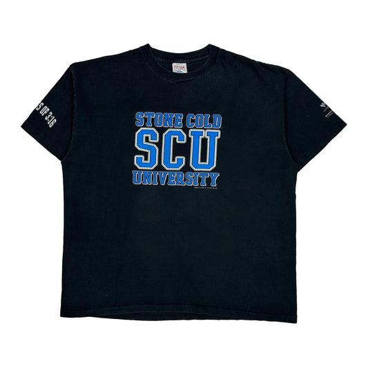 Stone Cold Scu University Tee Jays Single Stitch T-Shirt - 2XL Black Cotton