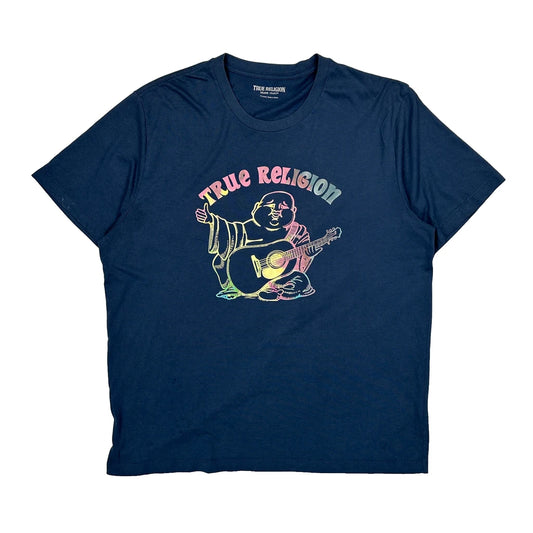 True Religion Graphic T-Shirt - 2XL Blue Cotton