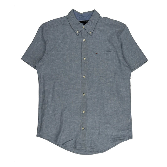 Tommy Hilfiger Short Sleeve Shirt - Large Blue Cotton