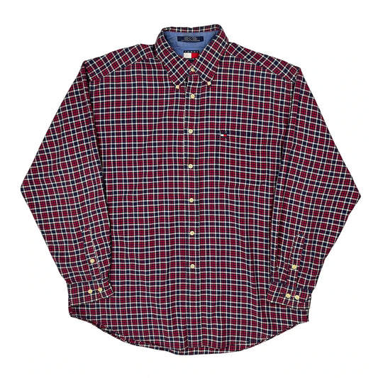 Tommy Hilfiger Checked Shirt - Large Red Cotton