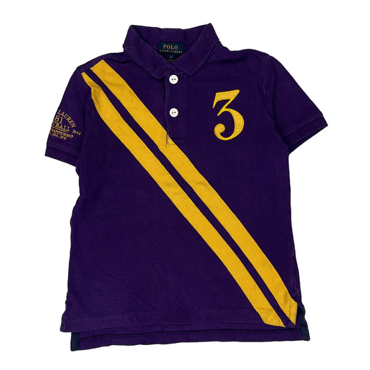Vintage Age 6 Polo By Ralph Lauren Striped Polo Shirt - Small Purple Cotton