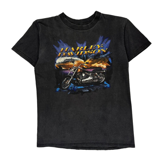 Harley Davidson Graphic T-Shirt - Medium Black Cotton