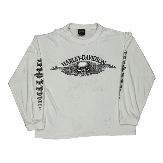 Sydney Australia Harley Davidson Graphic Long Sleeve T-Shirt - Large White Cotton