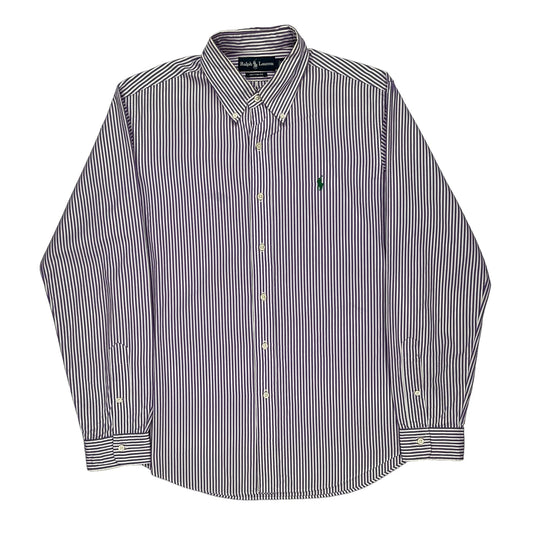Custom Fit Ralph Lauren Striped Shirt - Large Purple Cotton