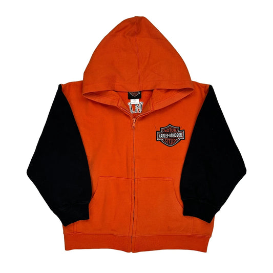 Vintage Age 8-10 Harley Davidson Graphic Hoodie - Small Orange Cotton