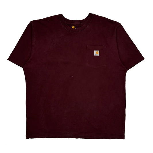 Vintage Carhartt T-Shirt - XL Burgundy Cotton