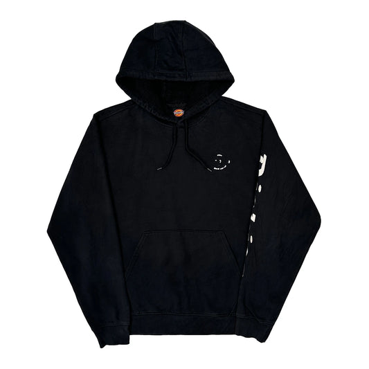Vintage Dickies Spellout Hoodie - Large Black Cotton