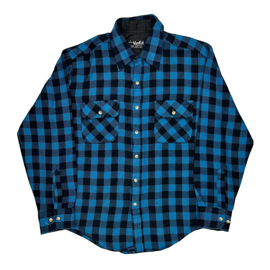 Van Cort Checked Flannel Shirt - Large Black Acrylic
