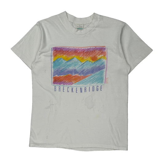 Breckenridge Unbranded Graphic T-Shirt - Medium White Cotton